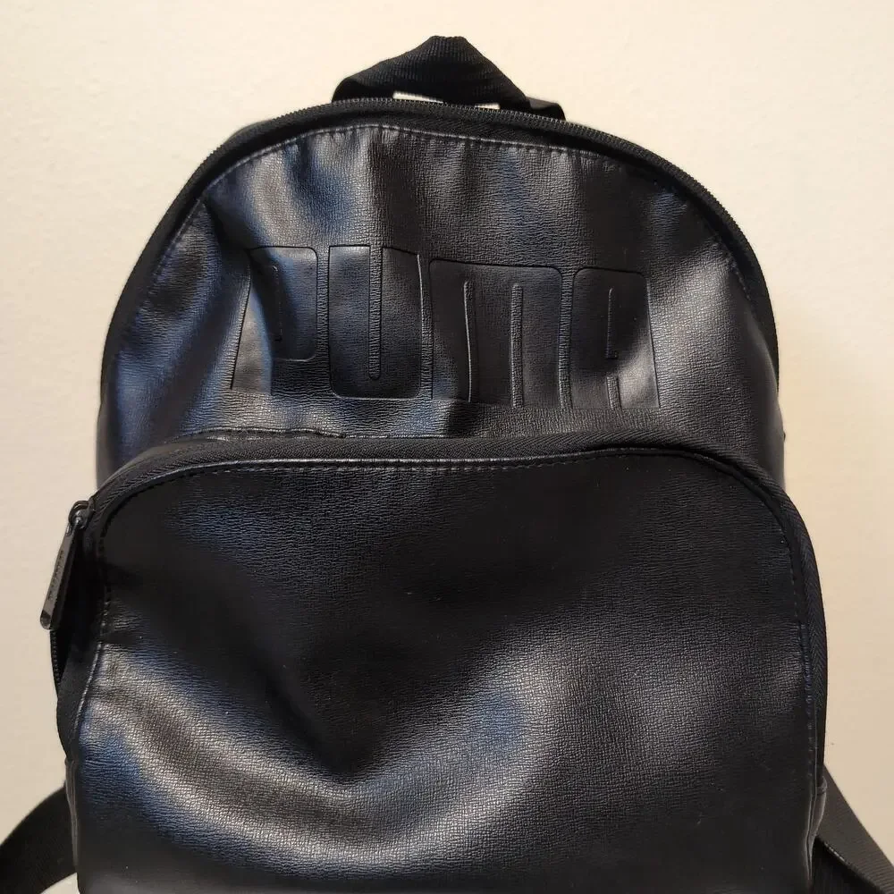 Faux Leather Logo Embossed Mini Backpack